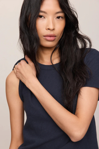 JUNIE COTTON SLUB TEE IN ECLIPSE