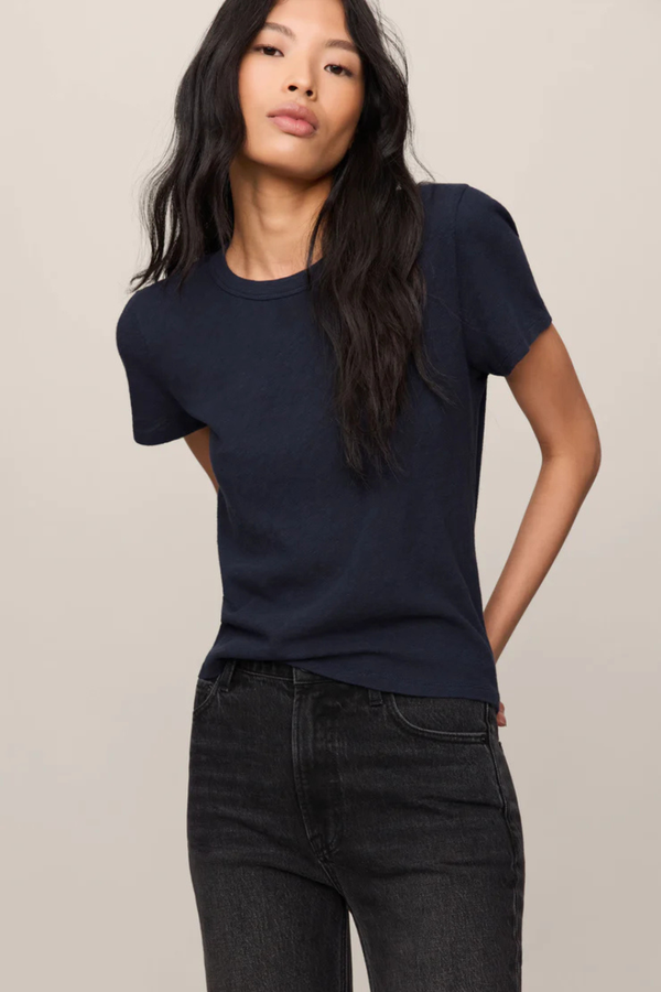 JUNIE COTTON SLUB TEE IN ECLIPSE