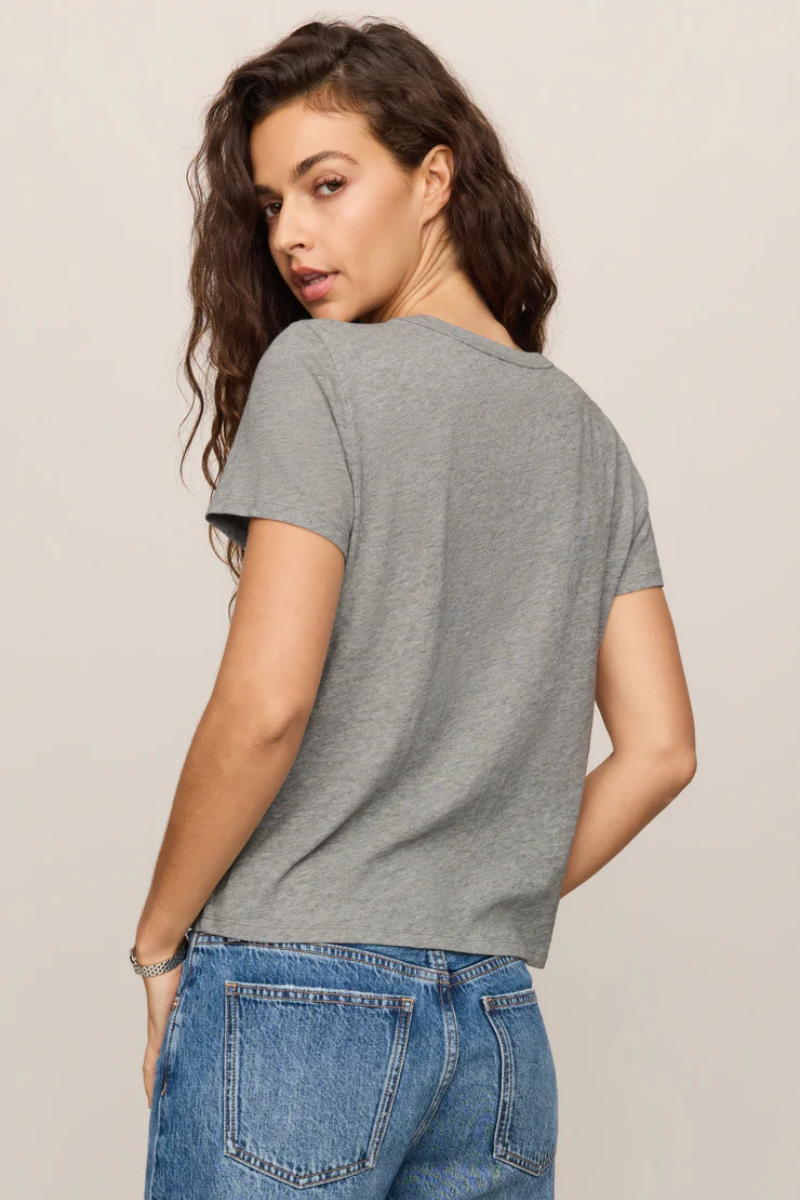 JUNIE COTTON SLUB TEE IN CLASSIC HEATHER GREY