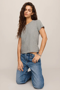 JUNIE COTTON SLUB TEE IN CLASSIC HEATHER GREY