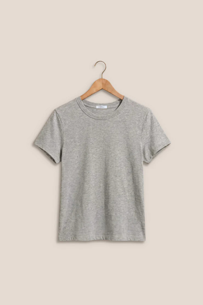 JUNIE COTTON SLUB TEE IN CLASSIC HEATHER GREY