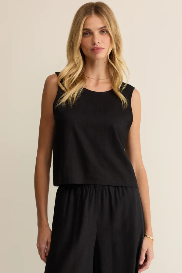 SLOANE LINEN TANK-BK