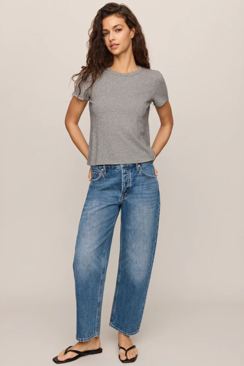 JUNIE COTTON SLUB TEE IN CLASSIC HEATHER GREY