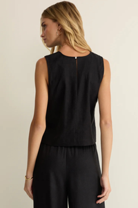 SLOANE LINEN TANK-BK