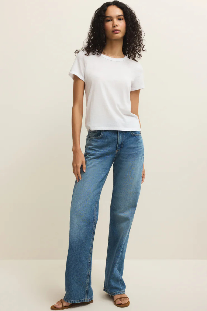 JUNIE COTTON SLUB TEE IN WHITE