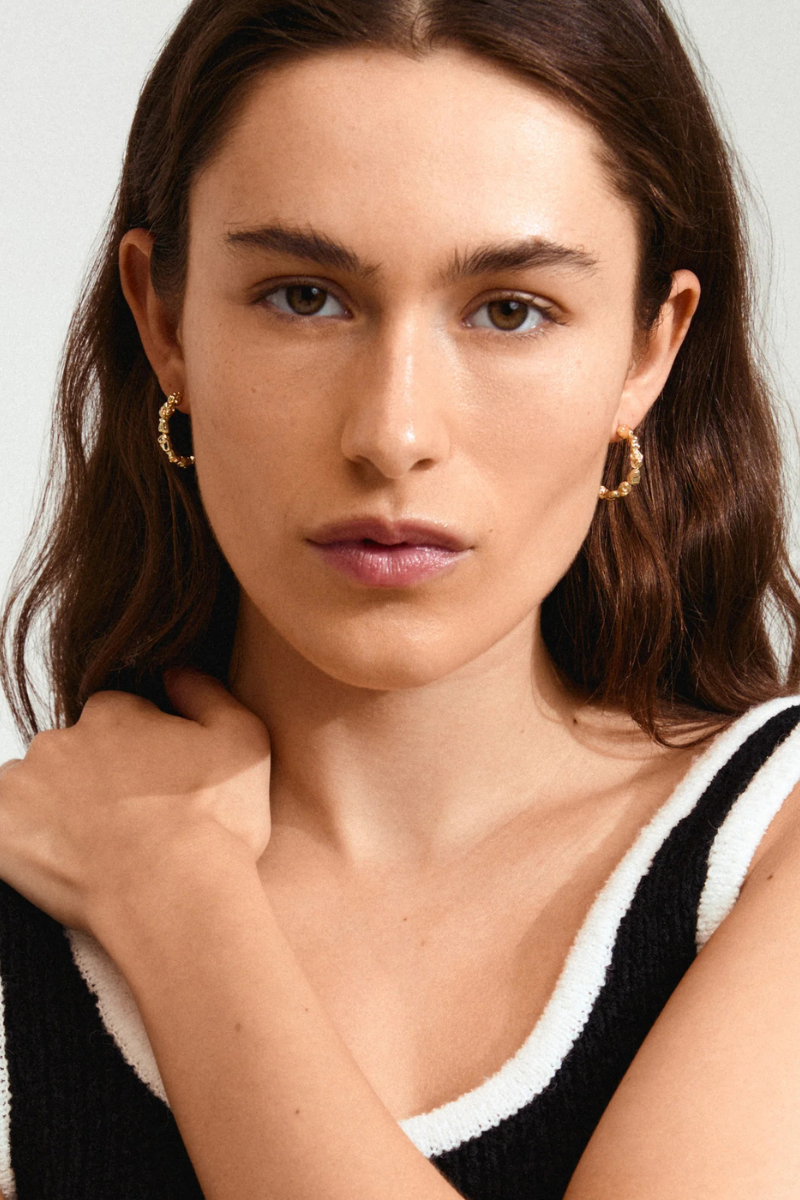 TIDE HOOP GOLD PLATED EARRINGS