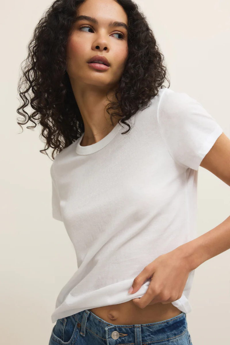 JUNIE COTTON SLUB TEE IN WHITE