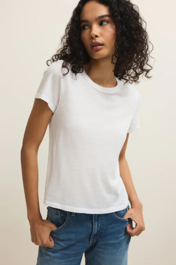 JUNIE COTTON SLUB TEE IN WHITE