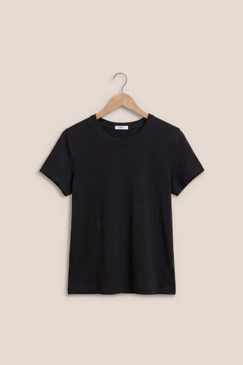 JUNIE COTTON SLUB TEE IN BLACK