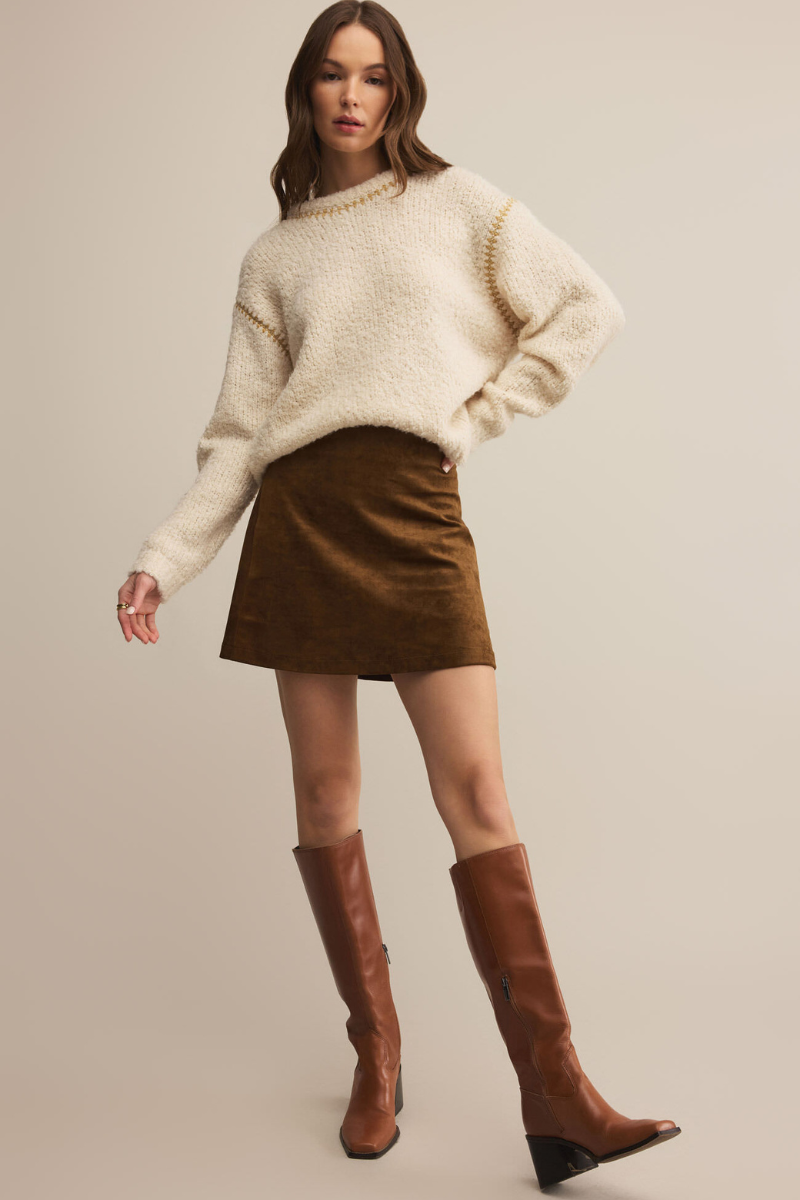 CIERA FAUX SUEDE MINI SKIRT-CO
