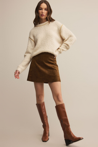CIERA FAUX SUEDE MINI SKIRT-CO