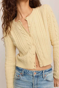 CERA LONG SLEEVE CARDIGAN IN LEMON CHIFFON
