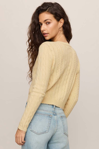 CERA LONG SLEEVE CARDIGAN IN LEMON CHIFFON