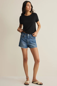JUNIE COTTON SLUB TEE IN BLACK