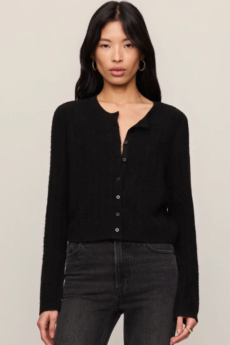 MEDINA POINTELLE CARDIGAN IN BLACK