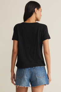 JUNIE COTTON SLUB TEE IN BLACK
