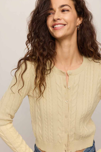 CERA LONG SLEEVE CARDIGAN IN LEMON CHIFFON