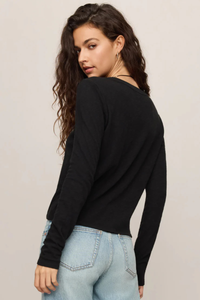 JUNIE COTTON SLUB L/S TEE IN BLACK