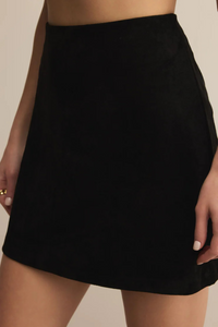 CIERA FAUX SUEDE MINI SKIRT-BK