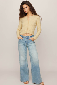CERA LONG SLEEVE CARDIGAN IN LEMON CHIFFON