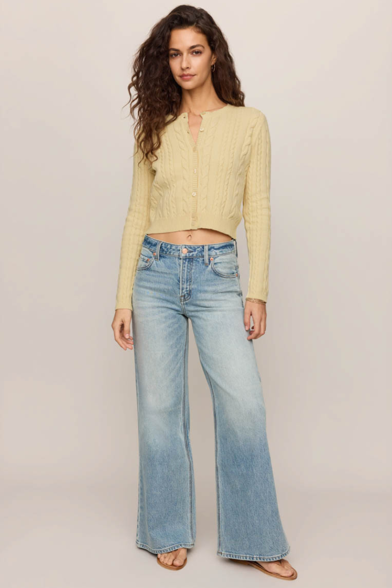 CERA LONG SLEEVE CARDIGAN IN LEMON CHIFFON