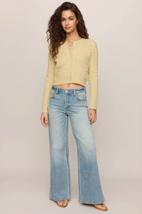 CERA LONG SLEEVE CARDIGAN IN LEMON CHIFFON