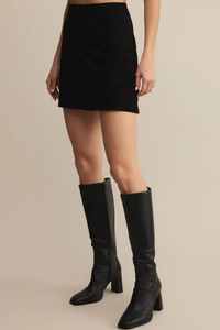 CIERA FAUX SUEDE MINI SKIRT-BK