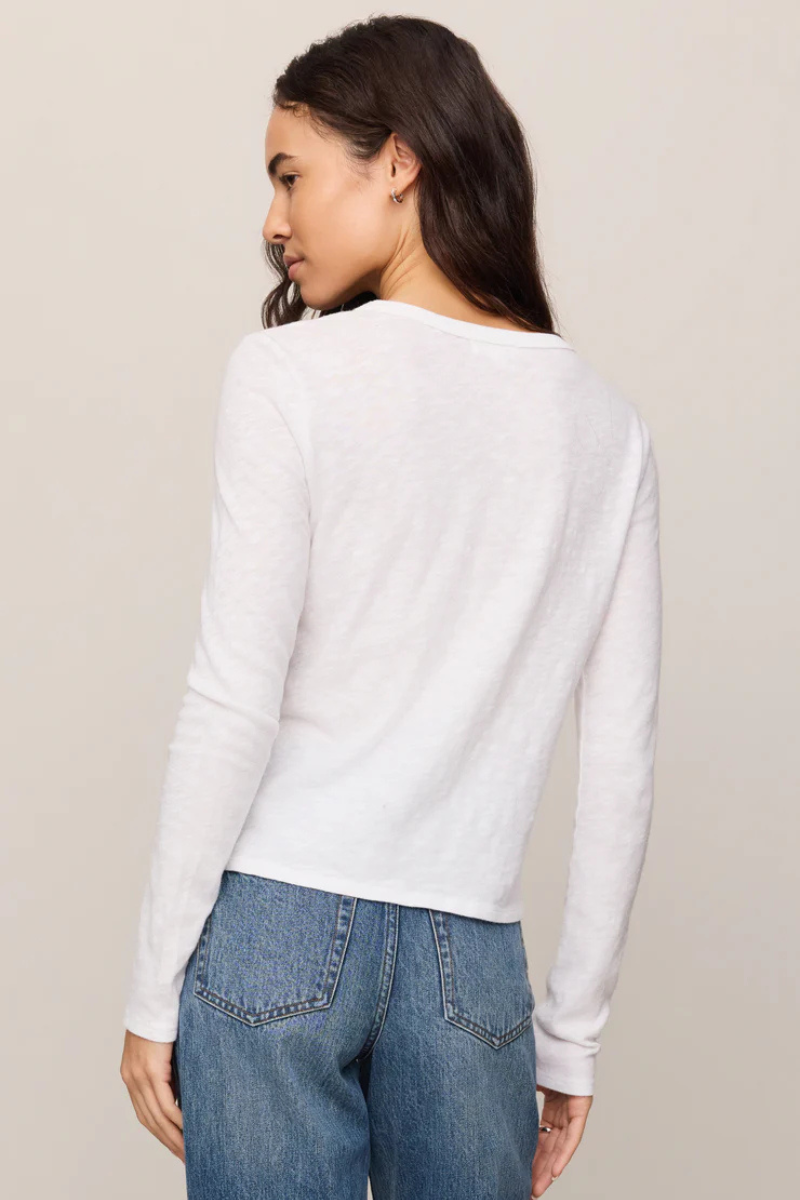 JUNIE COTTON SLUB L/S TEE IN WHITE