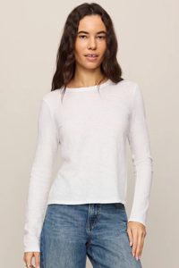 JUNIE COTTON SLUB L/S TEE IN WHITE