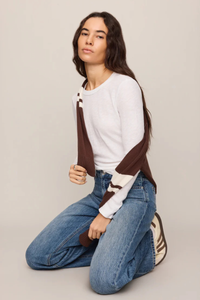 JUNIE COTTON SLUB L/S TEE IN WHITE
