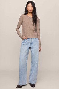 JUNIE COTTON SLUB L/S TEE IN HEATHER ASH