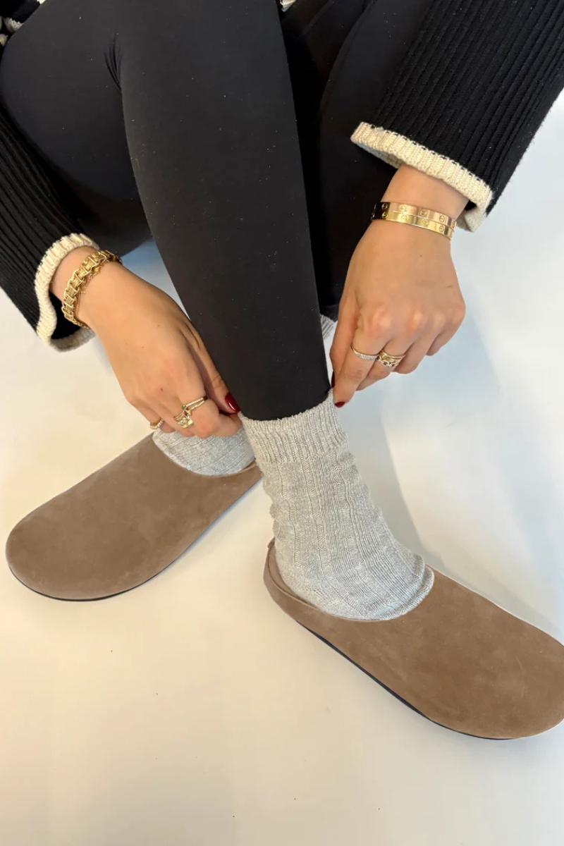 FERN SUEDE MULE IN TAUPE