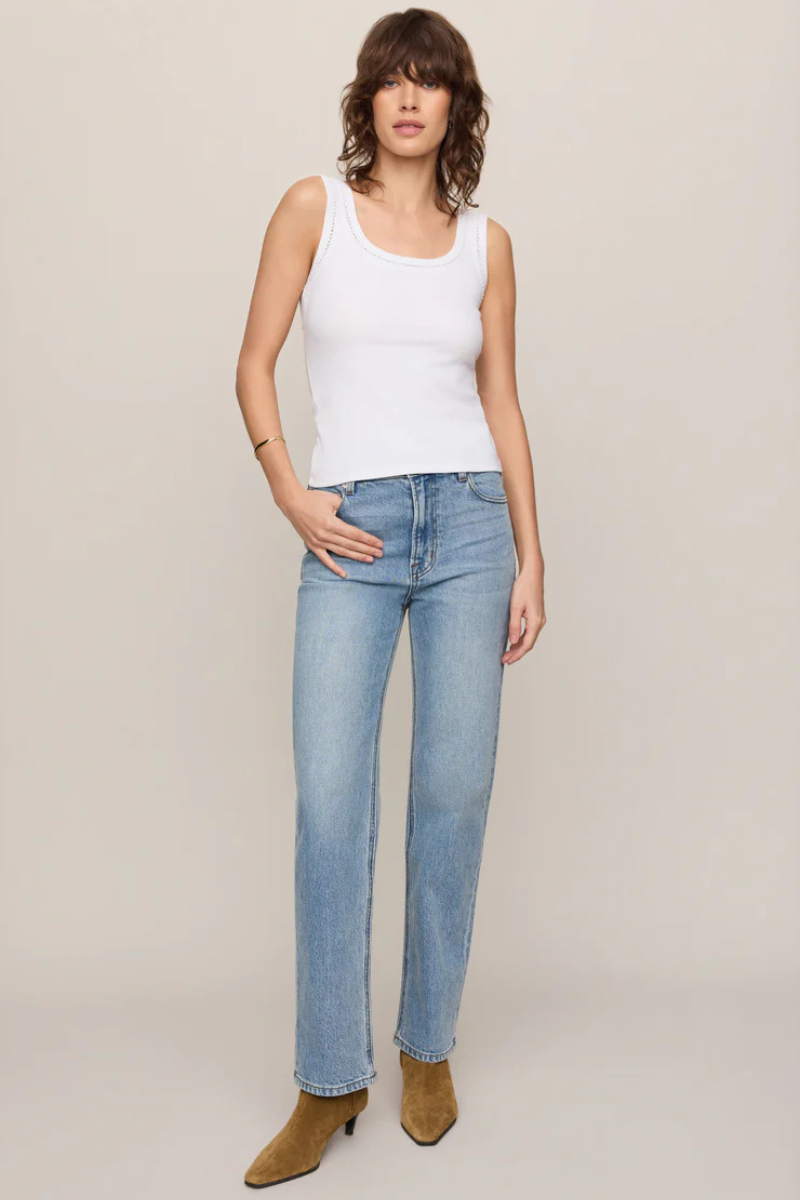 LARKIN EMBROIDERED TANK IN WHITE