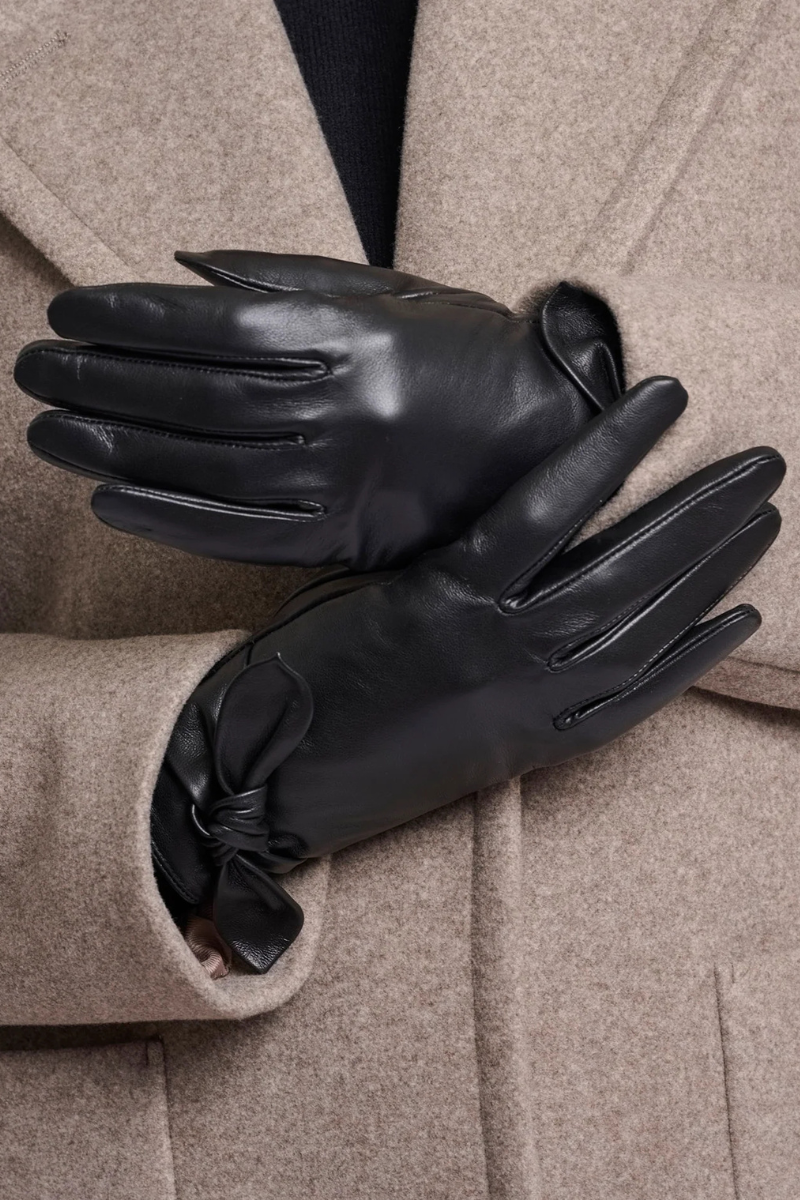 SEMIRA LEATHER GLOVES WITH BOW