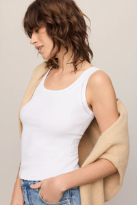 LARKIN EMBROIDERED TANK IN WHITE