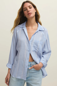 THE PERFECT LINEN STRIPED TOP-BL