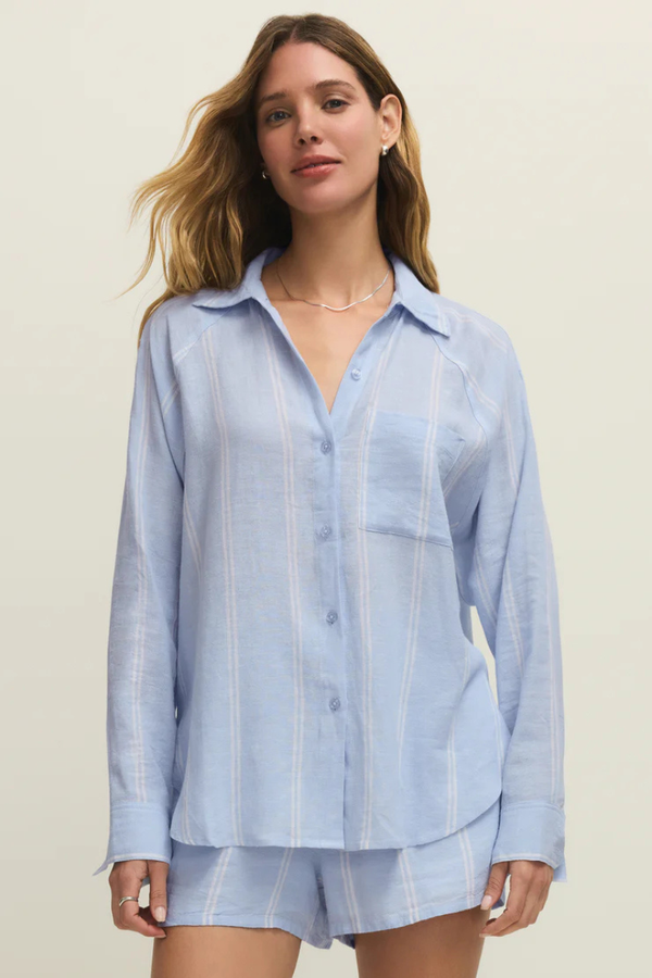 THE PERFECT LINEN STRIPED TOP-BL