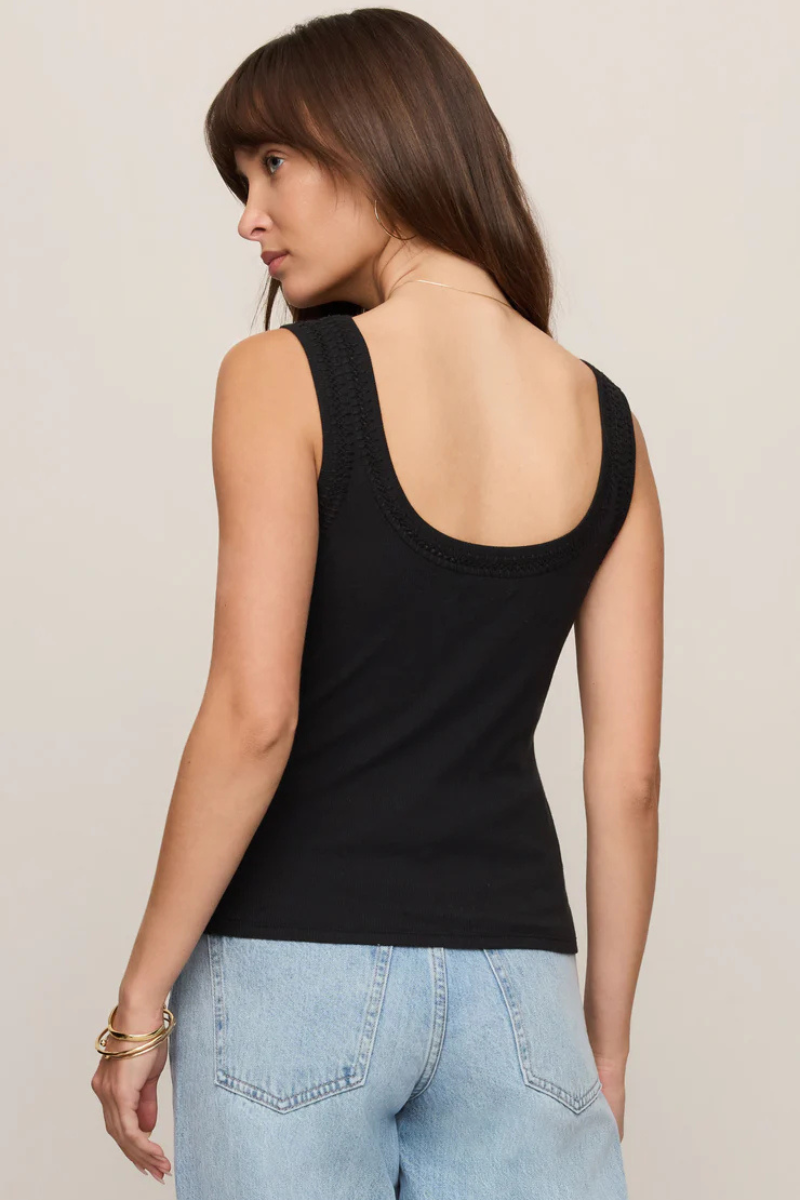 LARKIN EMBROIDERED TANK IN BLACK