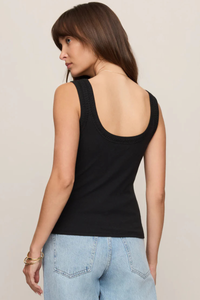 LARKIN EMBROIDERED TANK IN BLACK