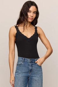 EVE LACE TRIM TANK  IN BLACK