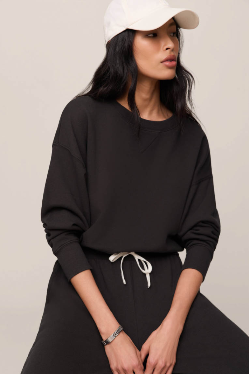 CLUBHOUSE COTTON SWEATSHIRT IN ASH BLACK