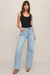 LARKIN EMBROIDERED TANK IN BLACK