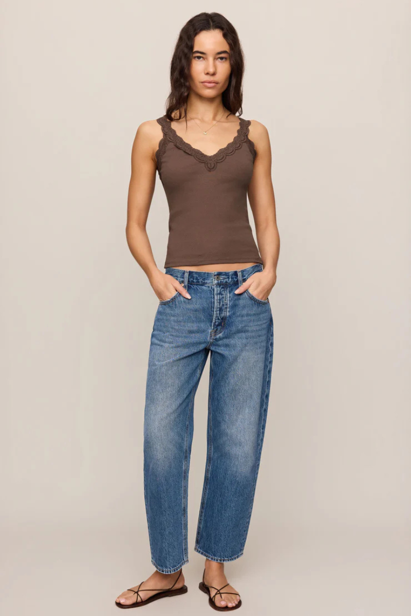 EVE LACE TRIM TANK IN COCOA LATTE