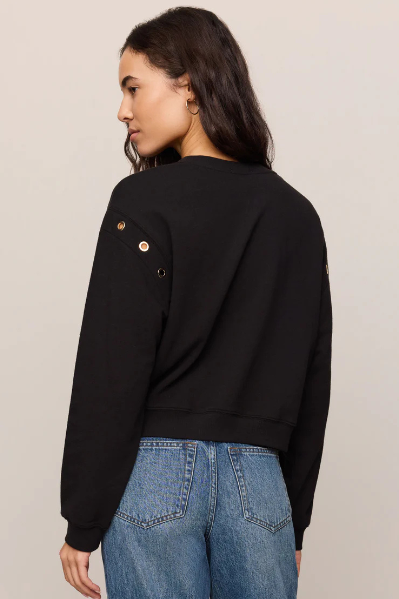 AXEL GROMMET COTTON SWEATSHIRT IN BLACK