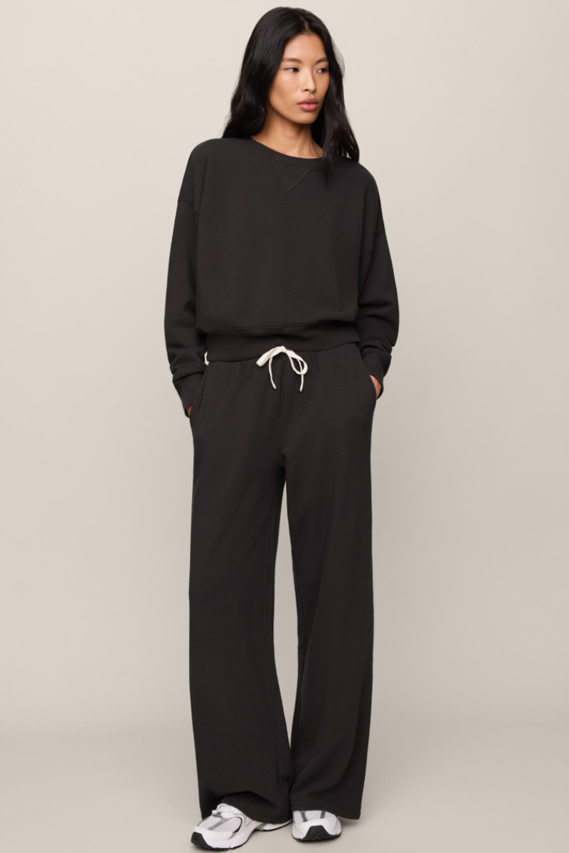 CLUBHOUSE COTTON SWEATSHIRT IN ASH BLACK