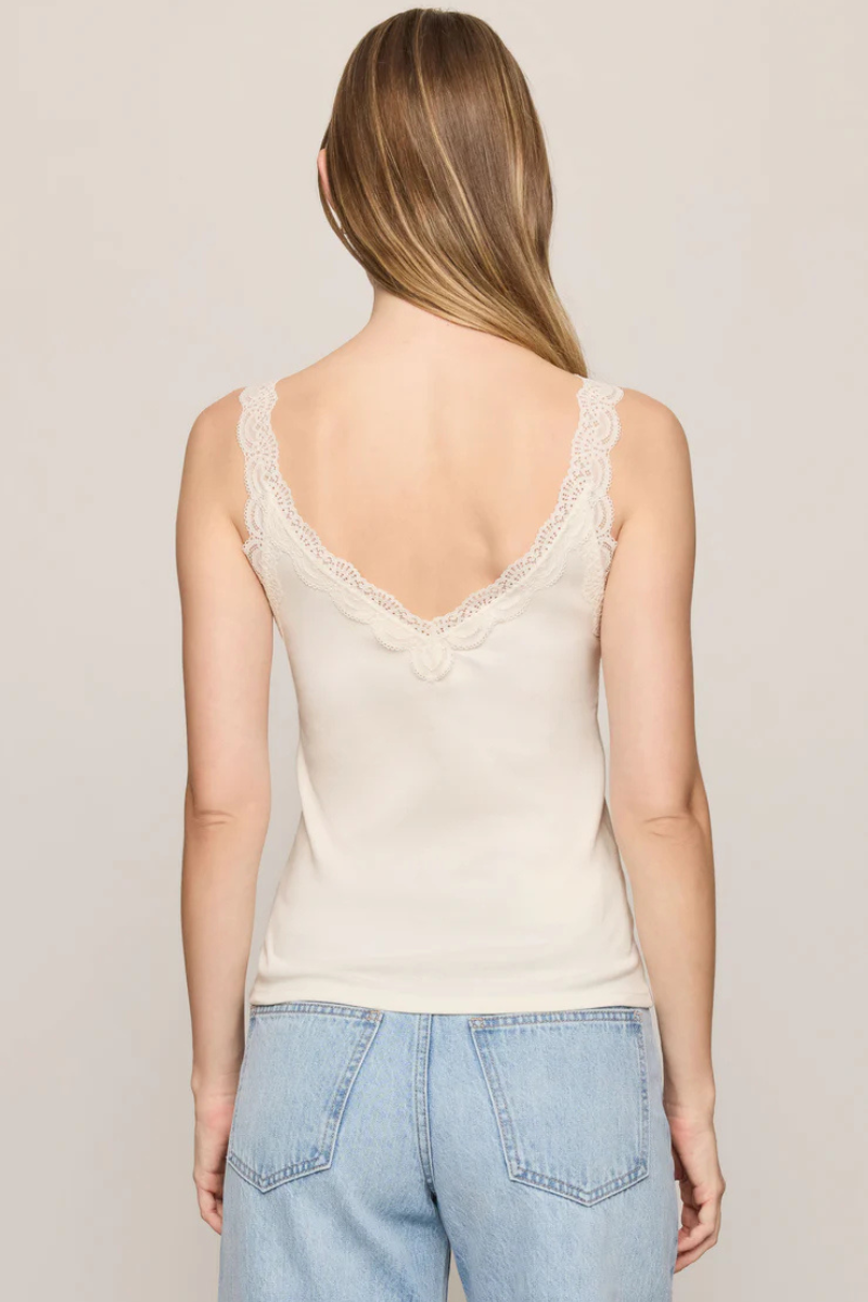 EVE LACE TRIM TANK IN SANDSTONE