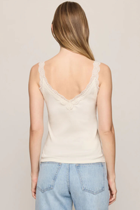 EVE LACE TRIM TANK IN SANDSTONE