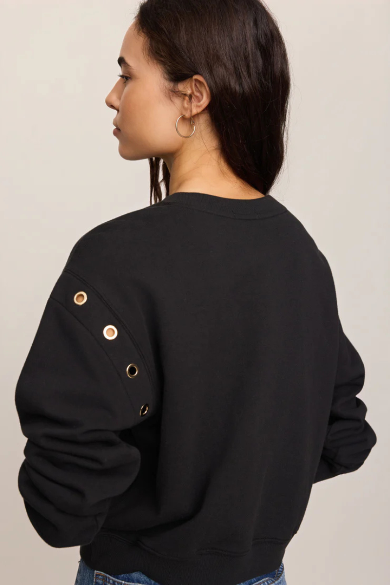 AXEL GROMMET COTTON SWEATSHIRT IN BLACK