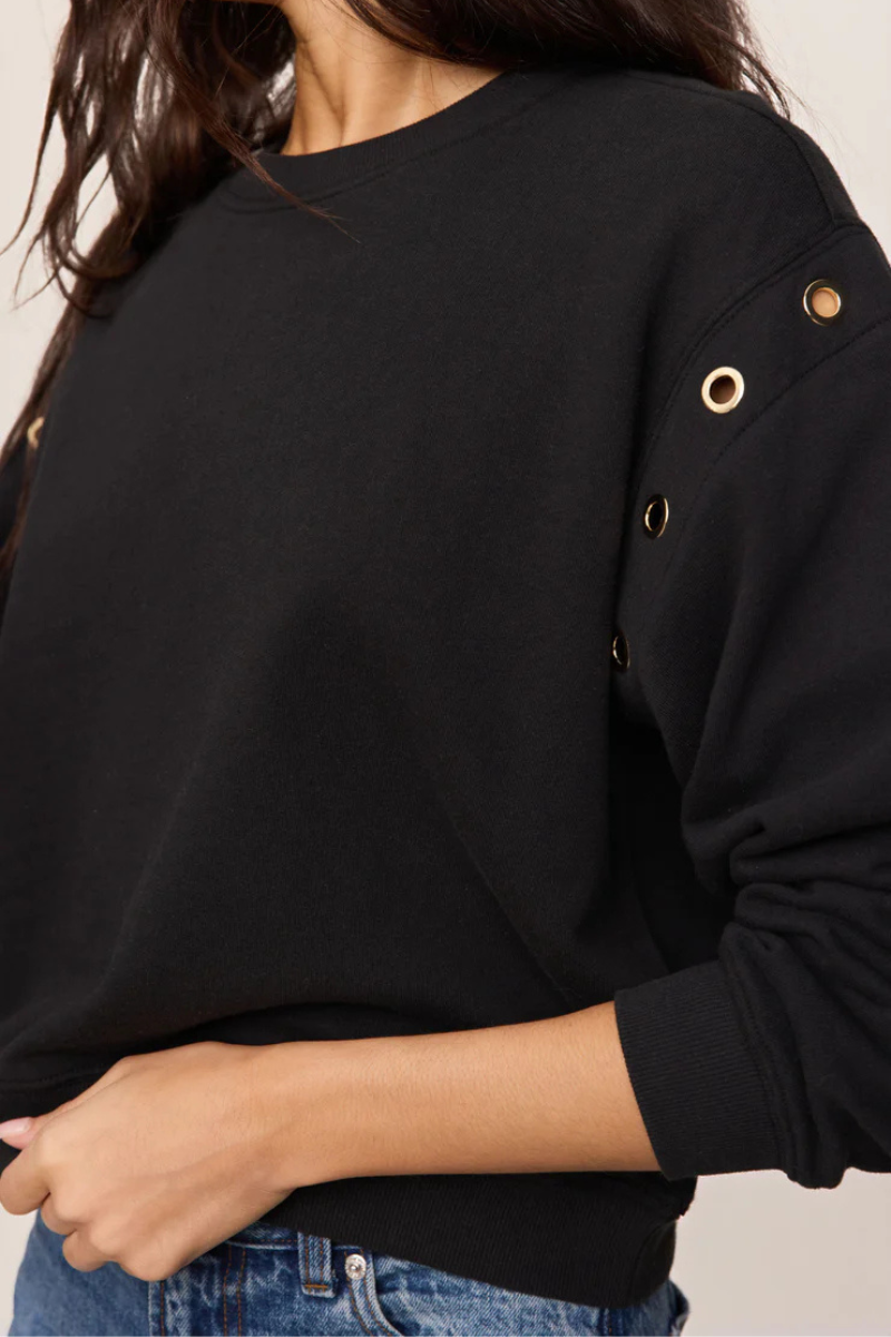 AXEL GROMMET COTTON SWEATSHIRT IN BLACK