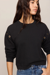 AXEL GROMMET COTTON SWEATSHIRT IN BLACK